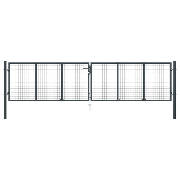 Maschen-Gartentor verzinkter Stahl 400 x 100 cm Grau