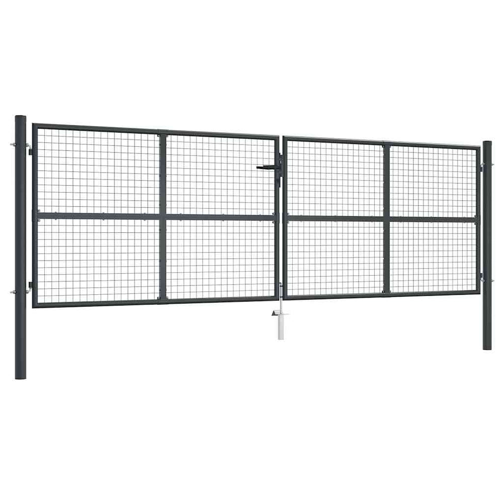 vidaXL Portail de jardin grillagé en acier galvanisé 400 x 125 cm Gris