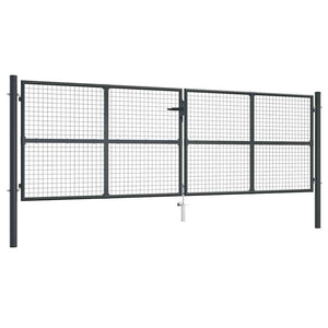 Maschen-Gartentor verzinkter Stahl 400 x 125 cm Grau