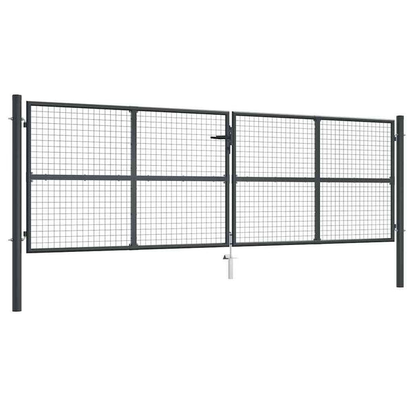 Maschen-Gartentor verzinkter Stahl 400 x 125 cm Grau