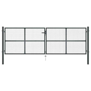 Maschen-Gartentor verzinkter Stahl 400 x 125 cm Grau