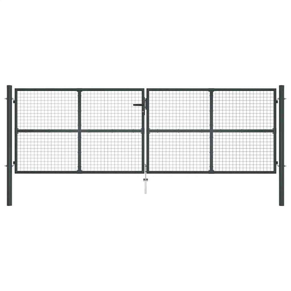 Maschen-Gartentor verzinkter Stahl 400 x 125 cm Grau