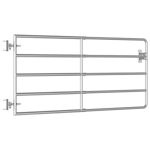5-Rohr-Weidetor Stahl (95-170)×90 cm Silbern