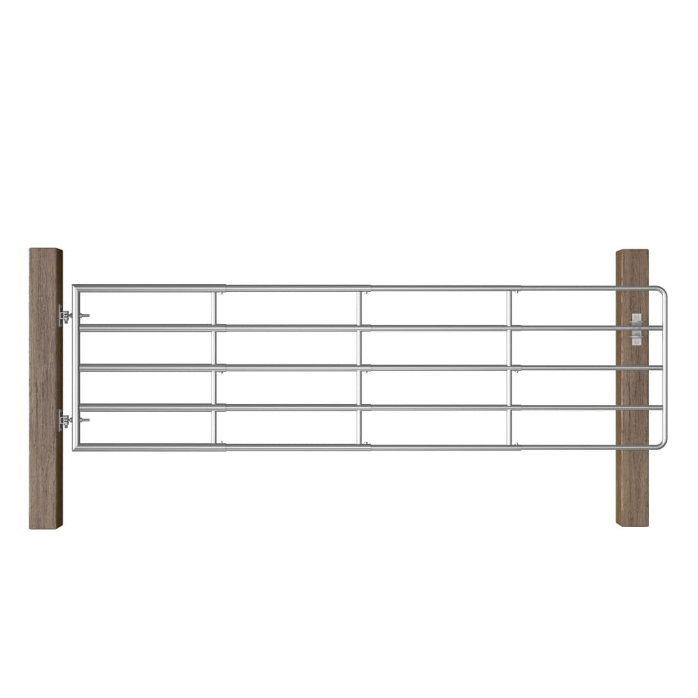 vidaXL Barrière de pâturage à 5 tubes en acier (115-300)×90 cm Argenté