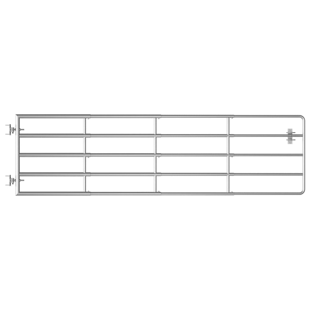 vidaXL Barrière de pâturage à 5 tubes en acier (115-300)×90 cm Argenté