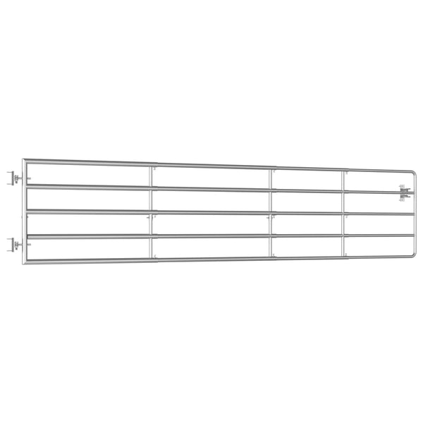 5-Rohre-Weidetor Stahl (150-400)×90 cm Silbern