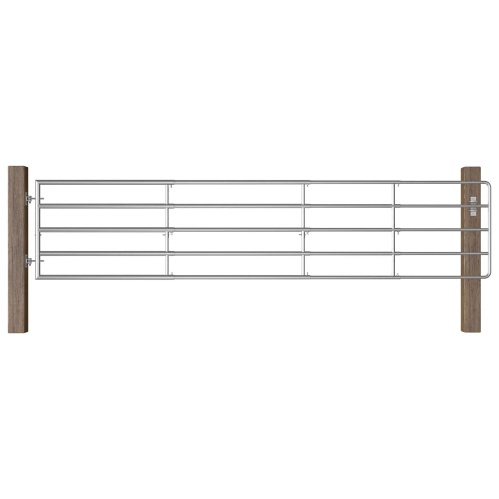vidaXL Barrière de pâturage à 5 barreaux en acier (150-400)×90 cm Argenté