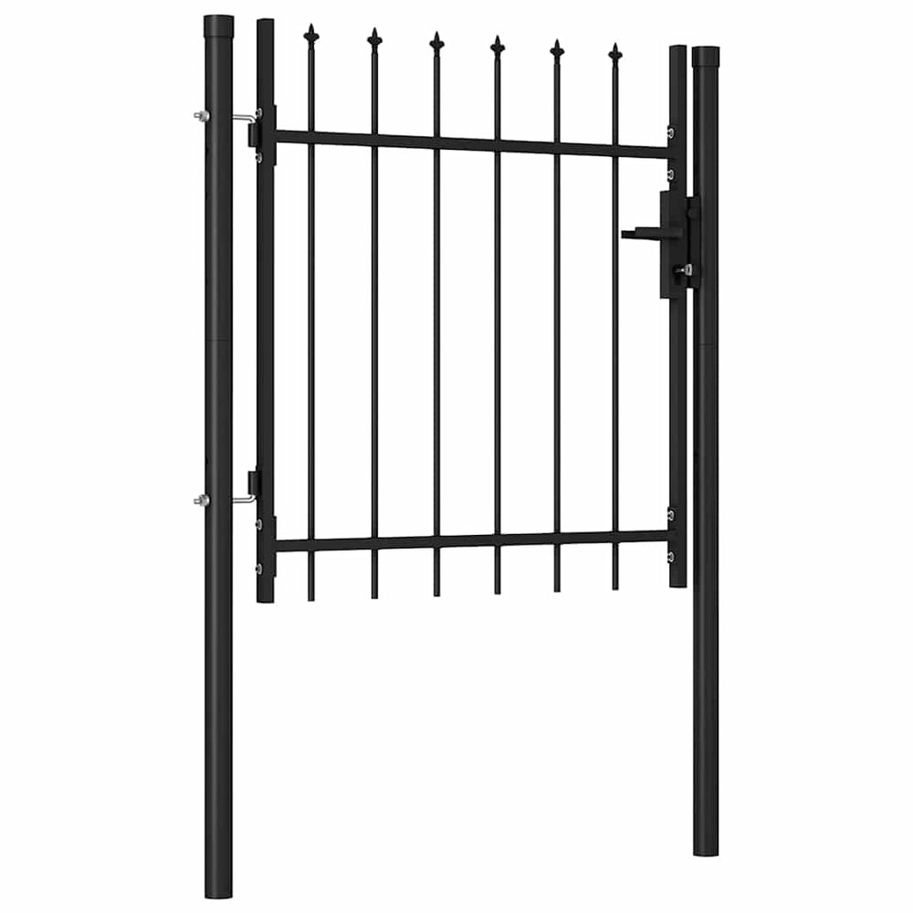 vidaXL Portail BOXTEL porte simple avec pointe en acier 1 x 1 m noir