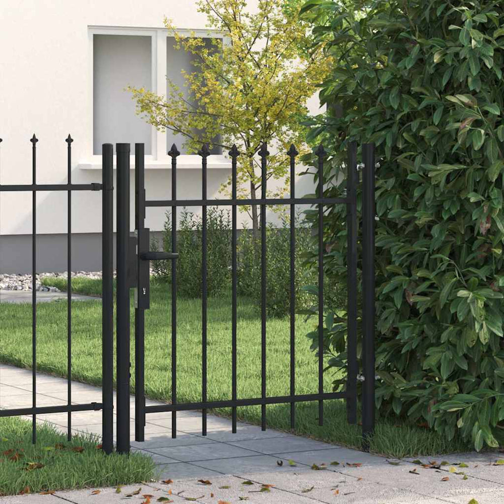vidaXL Portail BOXTEL porte simple avec pointe en acier 1 x 1 m noir