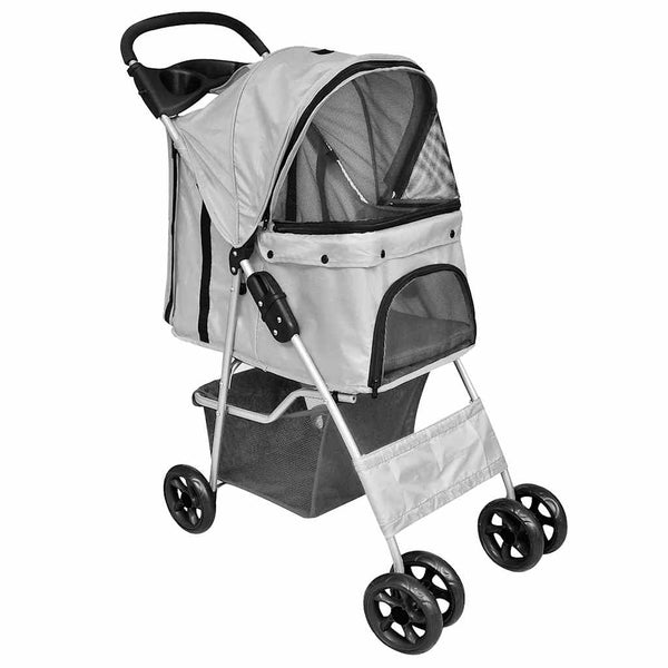 Haustier-Buggy Hund/Katze Klappbarer Reisewagen Grau