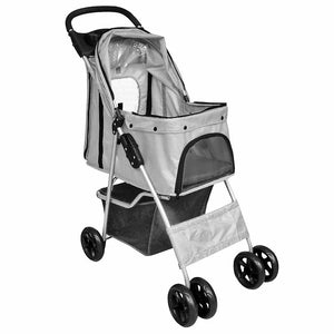 Haustier-Buggy Hund/Katze Klappbarer Reisewagen Grau