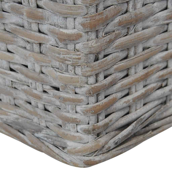 2-tlg. Sofagarnitur mit Auflagen Grau Natur Rattan