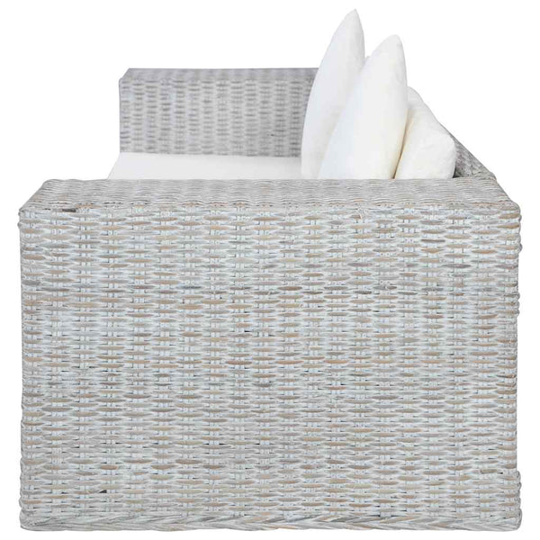 2-tlg. Sofagarnitur mit Auflagen Grau Natur Rattan