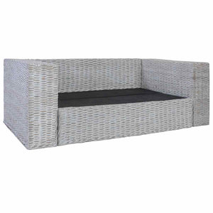 2-tlg. Sofagarnitur mit Auflagen Grau Natur Rattan