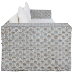 2-tlg. Sofagarnitur mit Auflagen Grau Natur Rattan