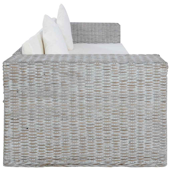 2-tlg. Sofagarnitur mit Auflagen Grau Natur Rattan