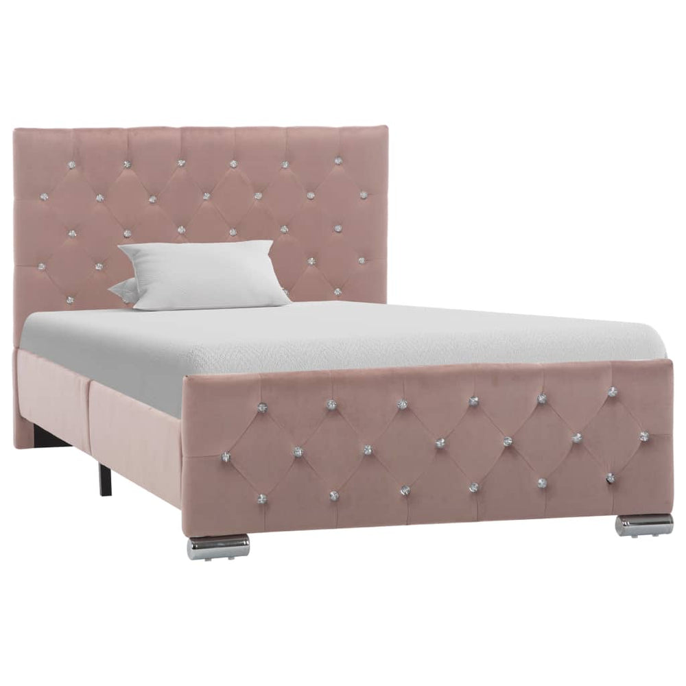 vidaXL Cadre de lit velours rose 100x200 cm