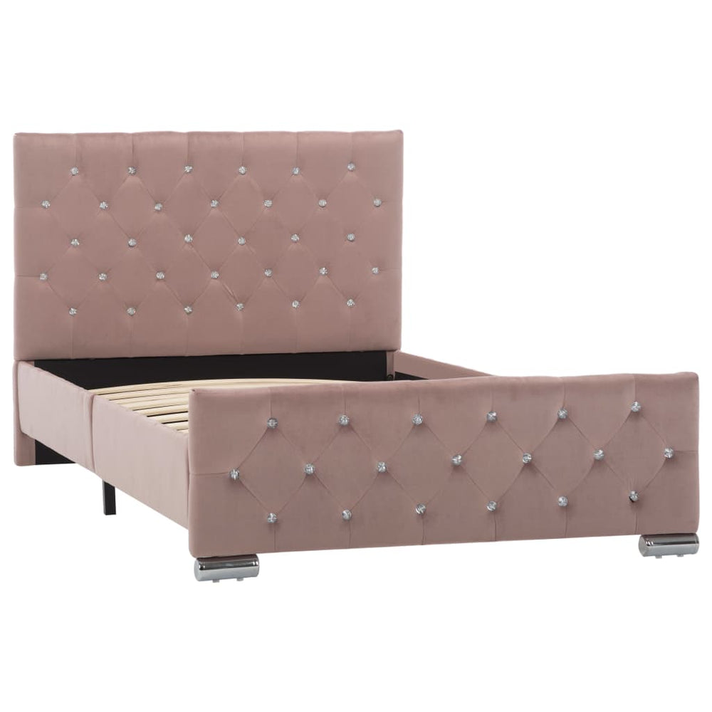 vidaXL Cadre de lit velours rose 100x200 cm