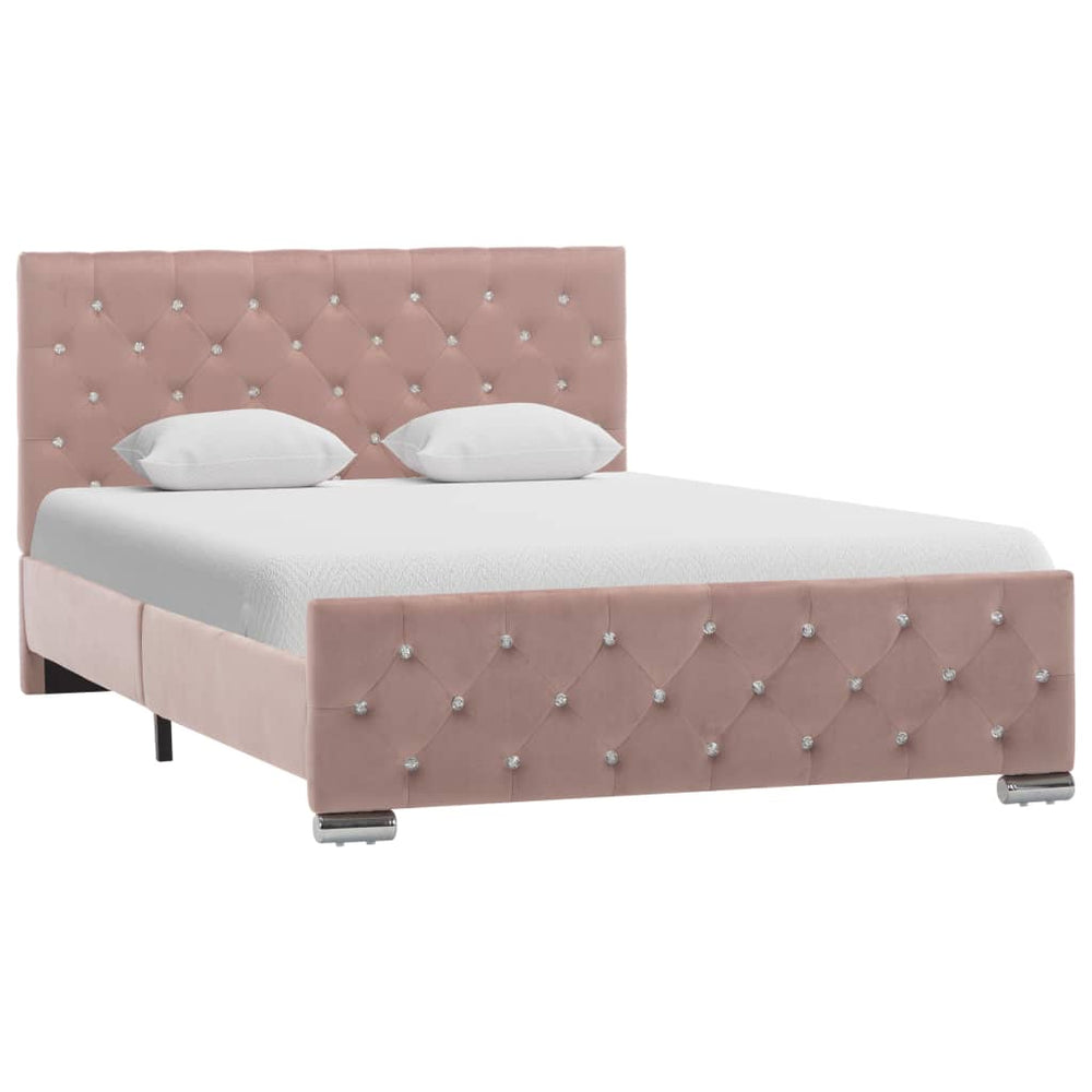 vidaXL Cadre de lit Velours Rose 120x200 cm