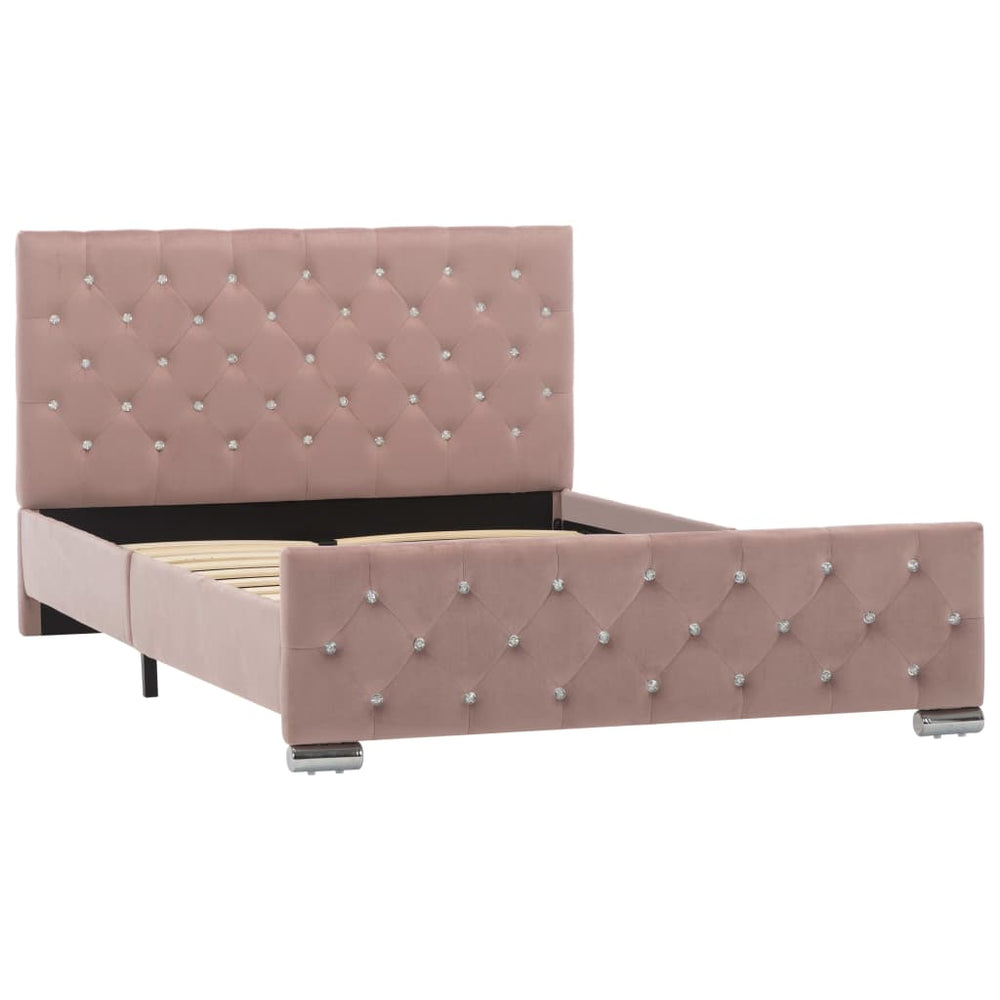 vidaXL Cadre de lit Velours Rose 120x200 cm
