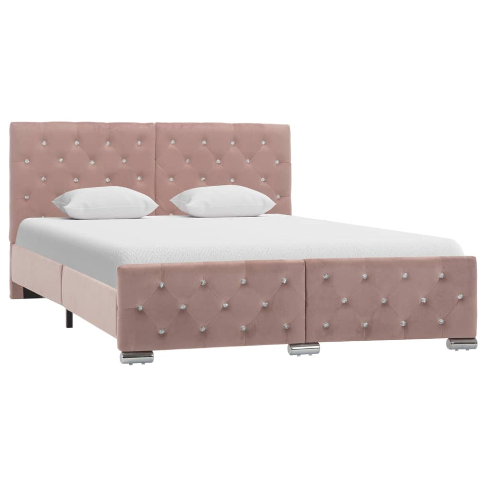 vidaXL Cadre de lit velours rose 140x200 cm