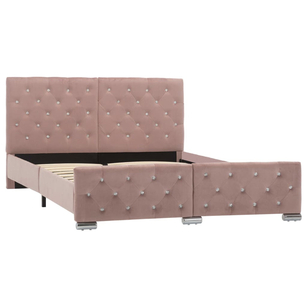 vidaXL Cadre de lit velours rose 140x200 cm