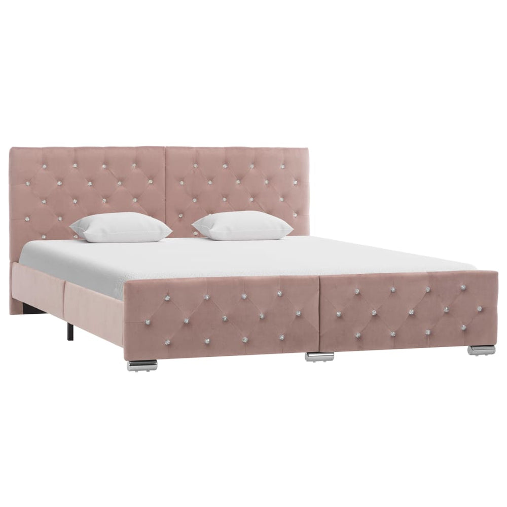 vidaXL Cadre de lit velours rose 160x200 cm