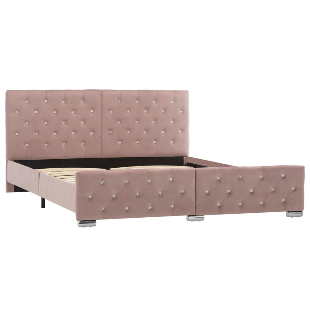 vidaXL Cadre de lit velours rose 160x200 cm