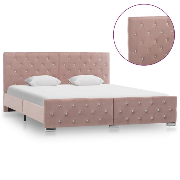 Bettgestell Rosa Samt 160x200 cm