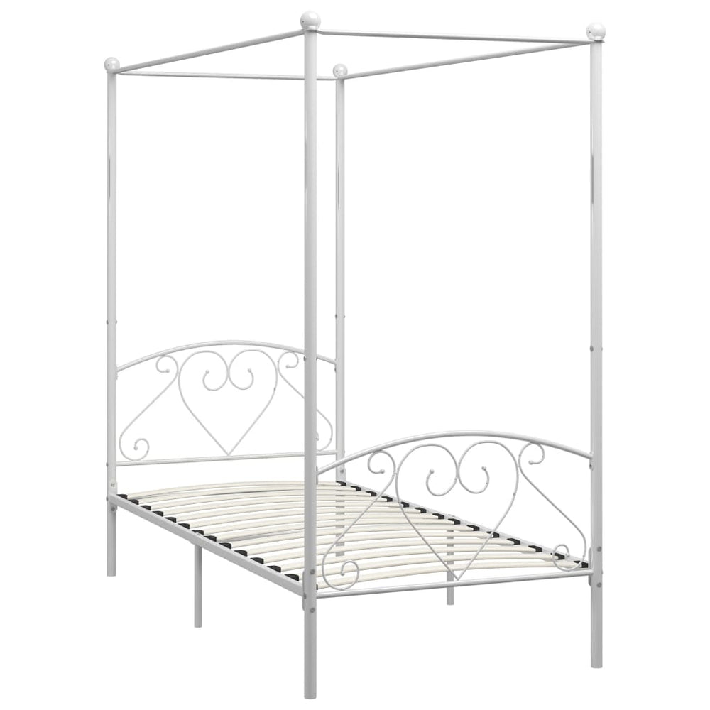 vidaXL Canopy Bed Frame White Metal 100 x 200 cm
