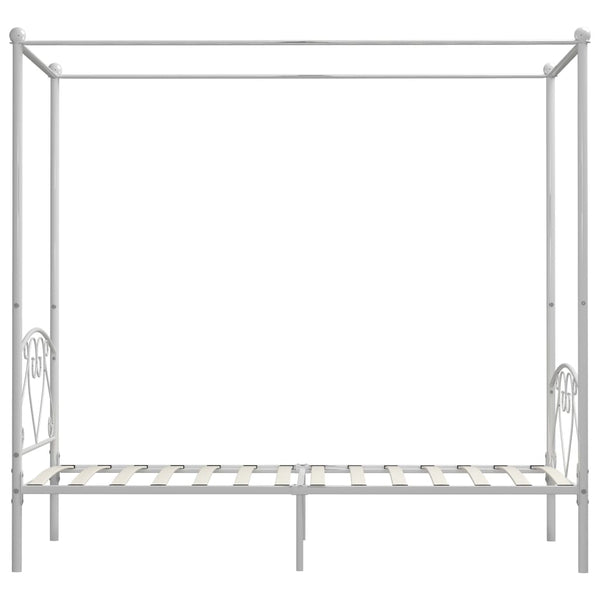 vidaXL Cadre de lit à baldaquin Blanc Métal 100 x 200 cm