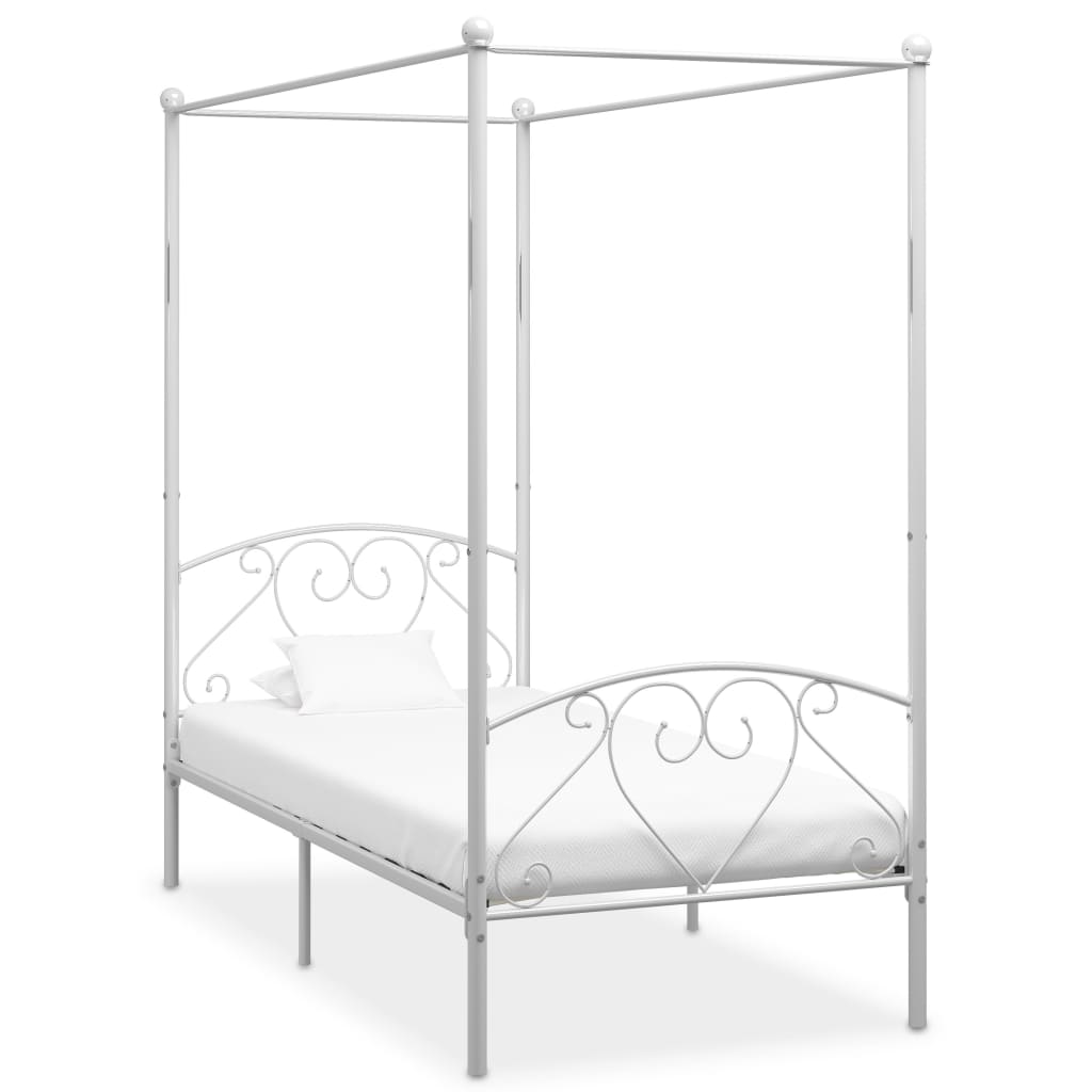 Himmelbett-Gestell Weiß Metall 120 x 200 cm