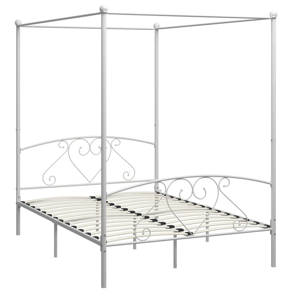 Himmelbett-Gestell Weiß Metall 140 x 200 cm