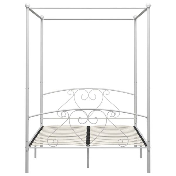 Himmelbett-Gestell Weiß Metall 140 x 200 cm