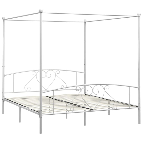 Himmelbett-Gestell Weiß Metall 200 x 200 cm