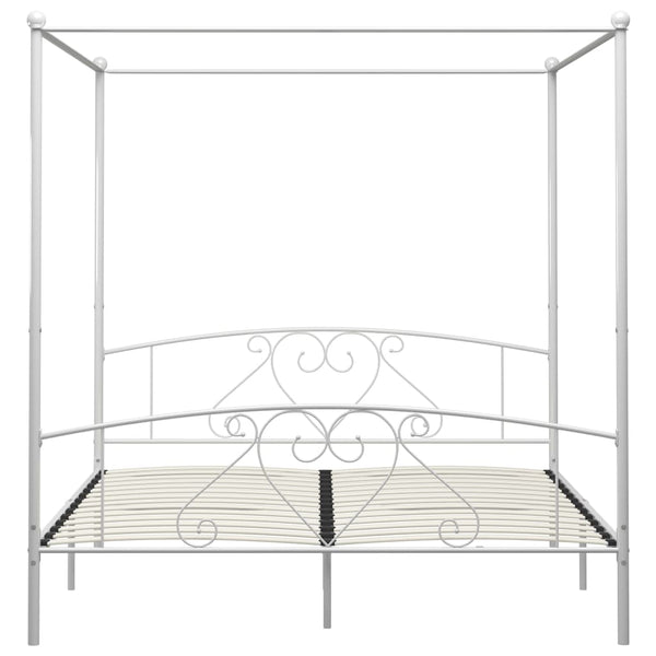 Himmelbett-Gestell Weiß Metall 200 x 200 cm