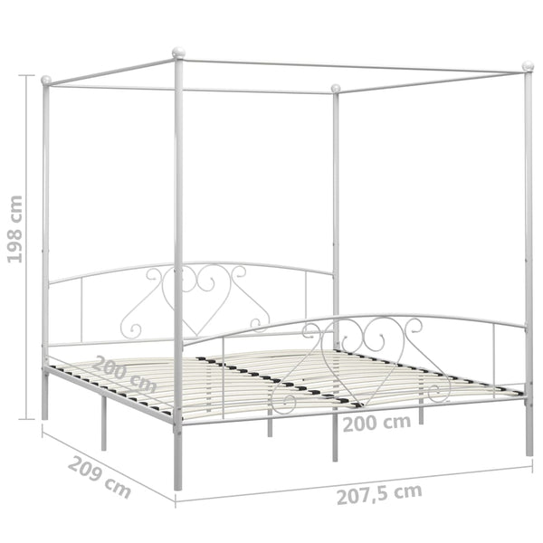 Himmelbett-Gestell Weiß Metall 200 x 200 cm
