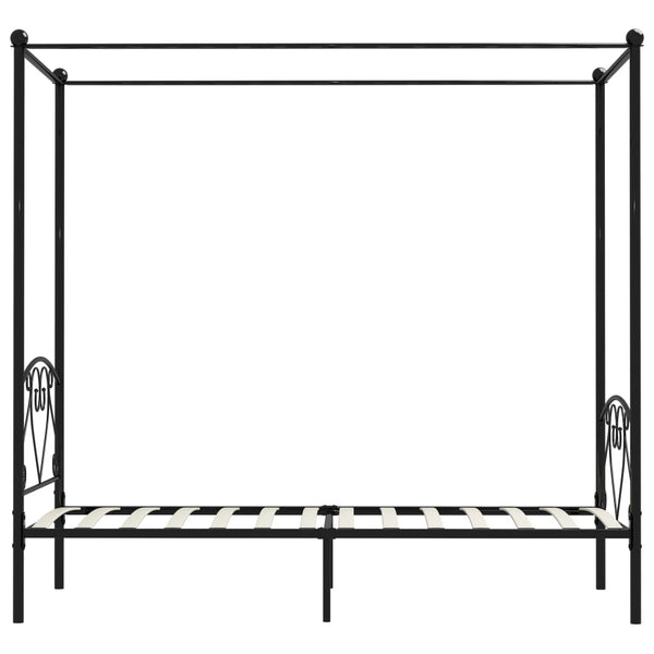 vidaXL Cadre de lit à baldaquin Noir Métal 90 x 200 cm