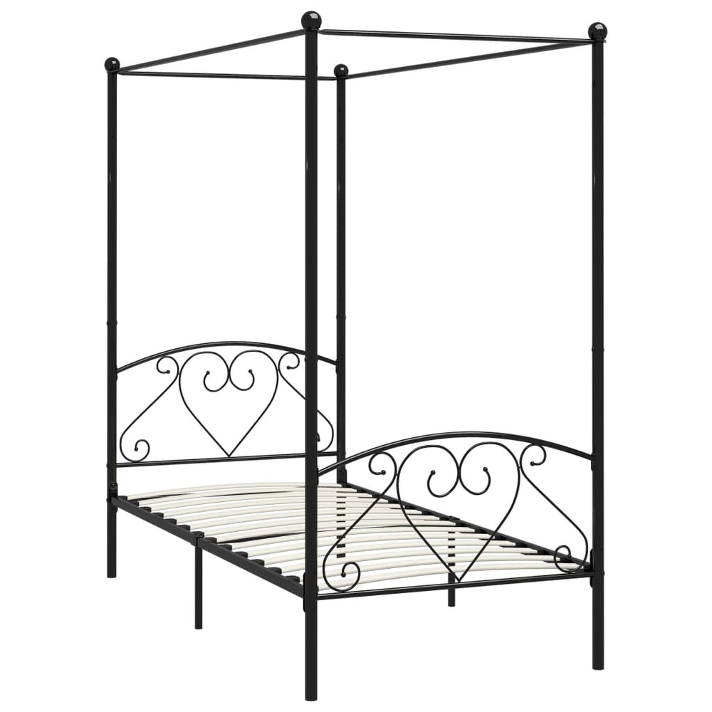 vidaXL Four-Poster Bed Frame Black Metal 120 x 200 cm