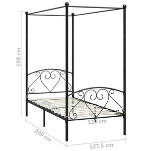 Himmelbett-Gestell Schwarz Metall 120 x 200 cm