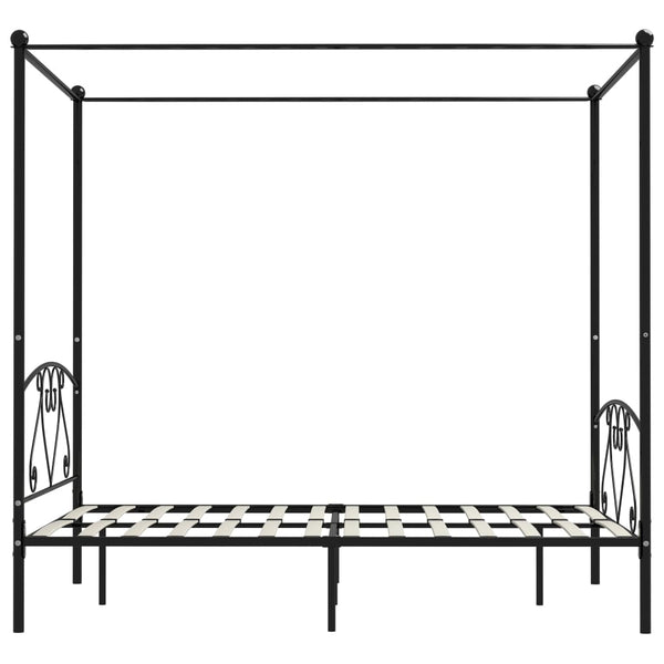 vidaXL Cadre de lit à baldaquin noir métal 140 x 200 cm