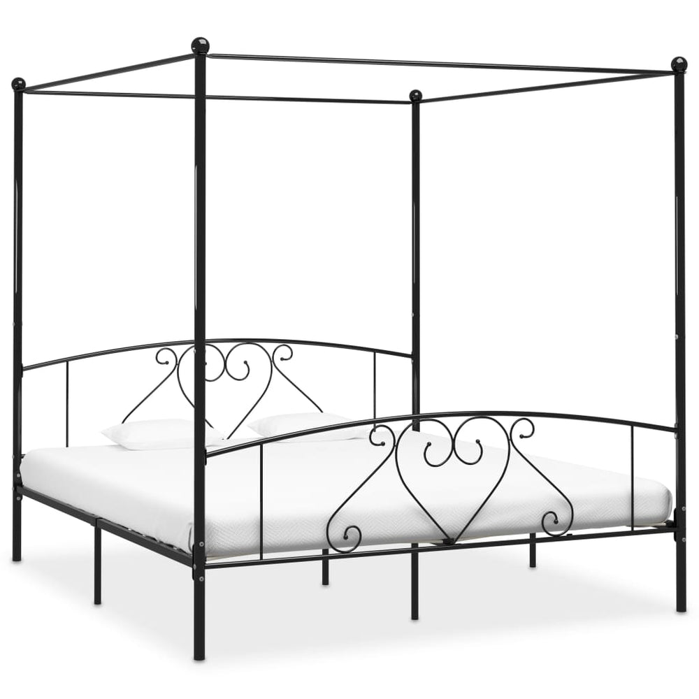 vidaXL Canopy Bed Frame Black Metal 180 x 200 cm