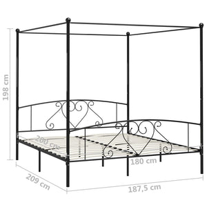 Himmelbett-Gestell Schwarz Metall 180 x 200 cm