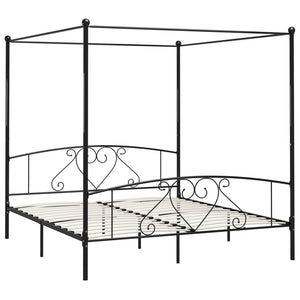 vidaXL Cadre de lit à baldaquin noir métal 200 x 200 cm