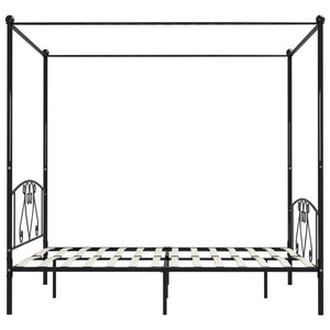 vidaXL Cadre de lit à baldaquin noir métal 200 x 200 cm