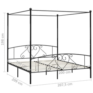 Himmelbett-Gestell Schwarz Metall 200 x 200 cm