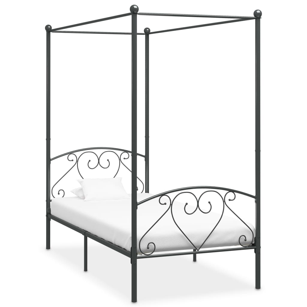 Himmelbett-Gestell Grau Metall 90 x 200 cm
