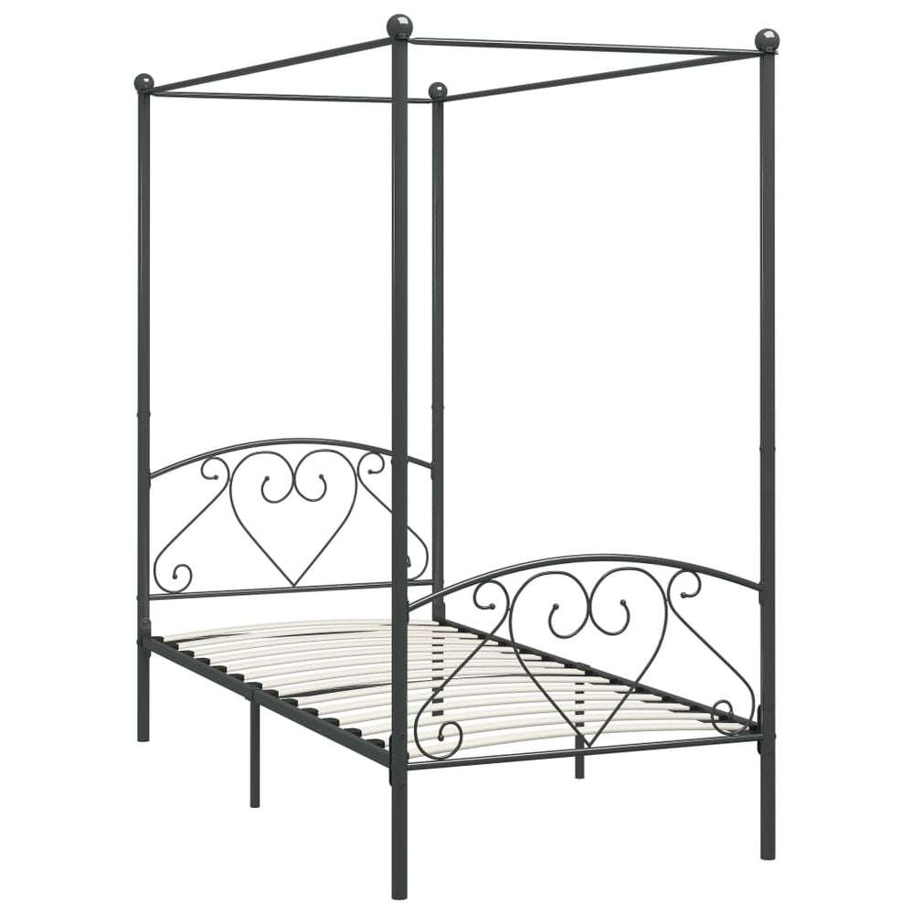 vidaXL Canopy Bed Frame Grey Metal 100 x 200 cm