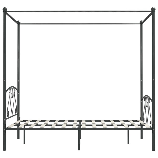 vidaXL Cadre de lit à baldaquin gris métal 140 x 200 cm