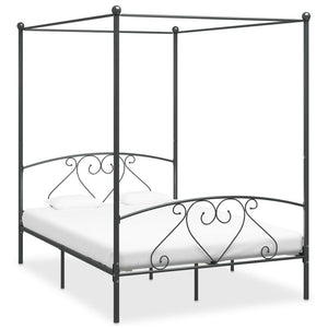 Himmelbett-Gestell Grau Metall 160 x 200 cm